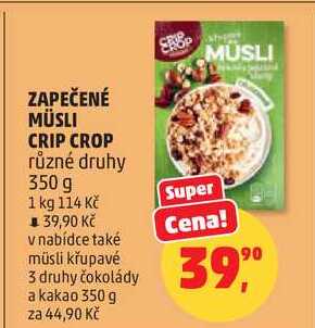 ZAPEČENÉ MÜSLI CRIP CROP různé druhy, 350 g 