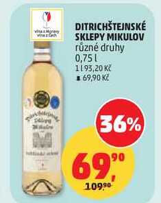 DITRICHŠTEJNSKÉ SKLEPY MIKULOV různé druhy, 0,75 l