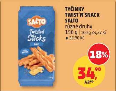 TYČINKY TWIST'N'SNACK SALTO různé druhy, 150 g