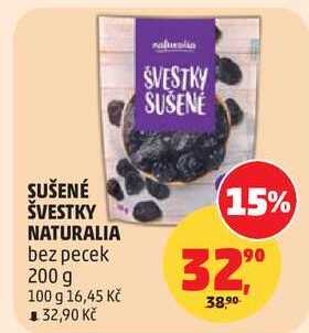 SUŠENÉ ŠVESTKY NATURALIA bez pecek, 200 g