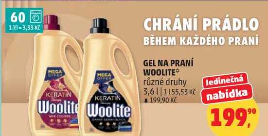 WOOLITE gel na praní různé druhy, 3,6 l