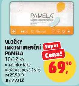 VLOŽKY PAMELA INKONTINENČNÍ, 10/12 ks  