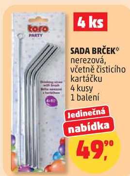 SADA BRČEK nerezová, včetně čisticího kartáčku, 4 kusy