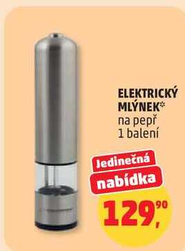 ELEKTRICKÝ MLÝNEK na pepř, 1 balení  