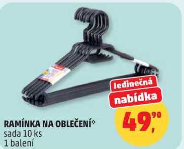 RAMÍNKA NA OBLEČENÍ, sada 10 ks, 1 balení