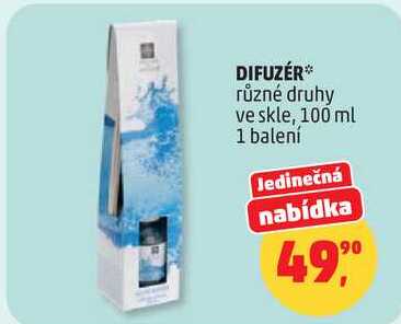 DIFUZÉR různé druhy ve skle, 100 ml, 1 balení 