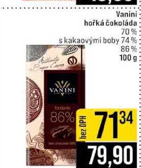 Vanini hořká čokoláda 70% skakaovými boby 74% 86% 100 g 
