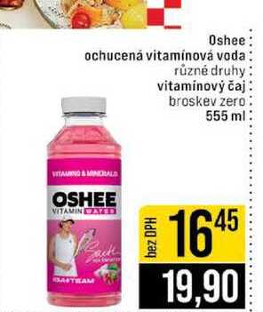 Oshee ochucená vitamínová voda různé druhy vitamínový čaj broskev zero 555 ml