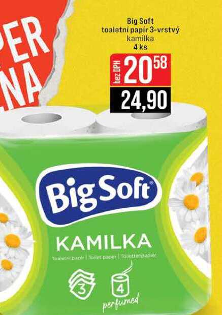 Big Soft toaletní papír 3-vrstvý kamilka 4 ks
