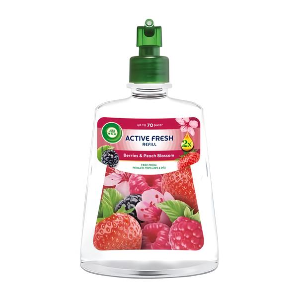 Air Wick Active Fresh náplň na vodní bázi do automatického difuzéru – Lesní plody a broskvový květ