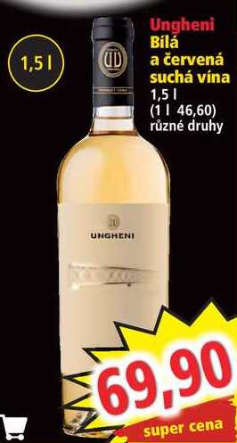 Ungheni Bílá a červená suchá vína, 1,5 l