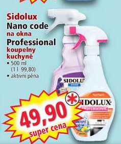 Sidolux Nano code na okna Professional koupelny kuchyně, 500 ml