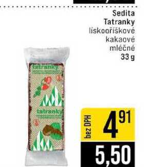 Sedita Tatranky lískooříškové kakaové mléčné 33 g 