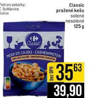 Classic pražené kešu solené nesolené 125 g