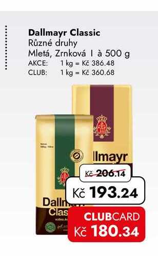 Dallmayr Classic Různé druhy Mletá, Zrnková | à 500 g