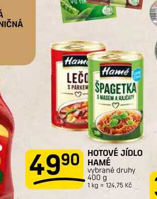 HOTOVÉ JÍDLO HAMÉ vybrané druhy 400 g