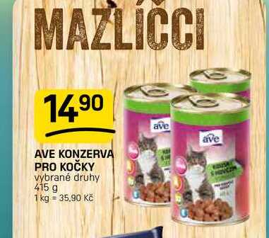 AVE KONZERVA PRO KOČKY vybrané druhy 415 g