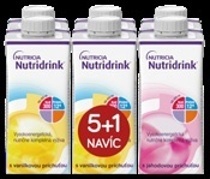 NUTRIDRINK balíček 5+1 (3× NUTRIDRINK s příchutí vanilkovou, 3× NUTRIDRINK s příchutí jahodovou)