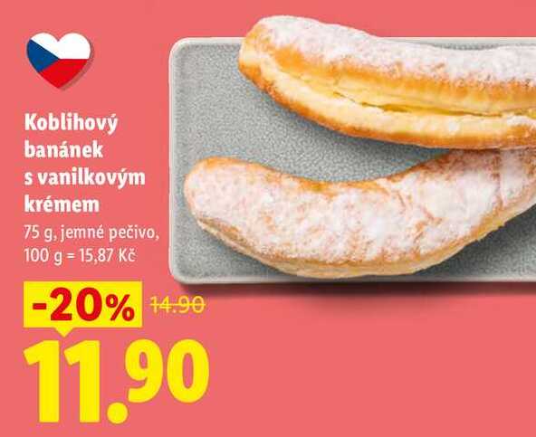 Koblihový banánek s vanilkovým krémem, 75 g