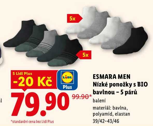 ESMARA MEN Nízké ponožky s BIO bavlnou - 5 párů