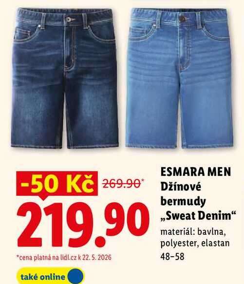 ESMARA MEN Džínové bermudy ,,Sweat Denim"