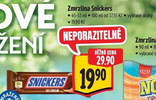 Zmrzlina Snickers, 45-53 ml