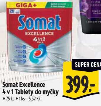 Somat Excellence 4 v 1 Tablety do myčky, 75 ks