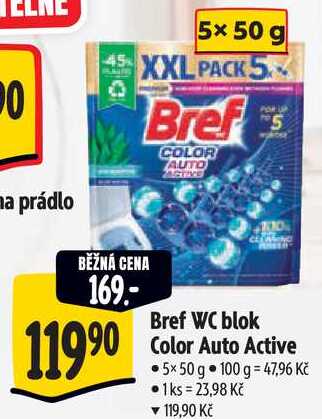 Bref WC blok Color Auto Active, 5x50 g
