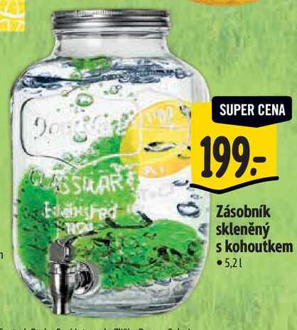 Zásobník skleněný s kohoutkem
