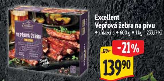 Excellent Vepřová žebra na pivu, 600 g