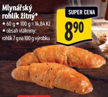 Mlynářský rohlík žitný, 60 g