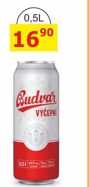 BUDVAR Pivo světlé výčepní 0,5l 0.5l plech