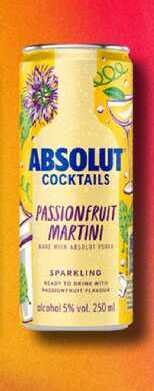ABSOLUT COCKTAILS PASSIONFRUIT MARTINI SPARKLING 0,25l plech