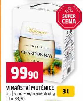 VINAŘSTVÍ MUTĚNICE 3l vino vybrané druhy
