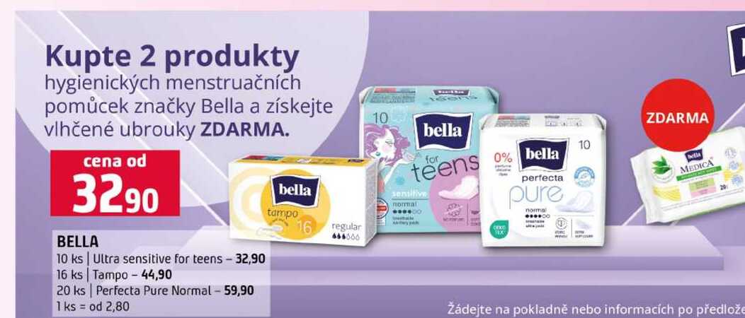 BELLA 10 ks Ultra sensitive for teens Tampo Perfecta Pure Normal 