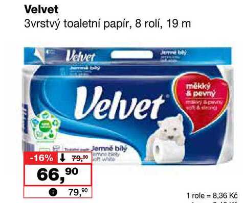 Velvet 3vrstvý toaletní papír, 8 rolí