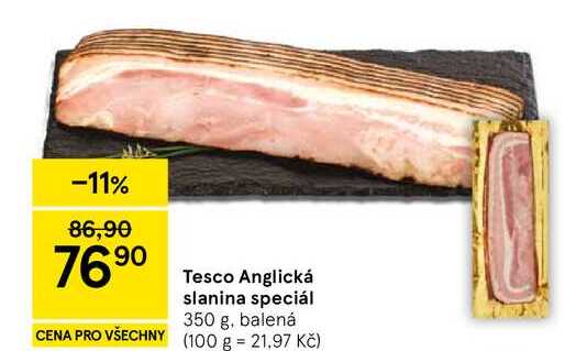 Tesco Anglická slanina speciál, 350 g, balená