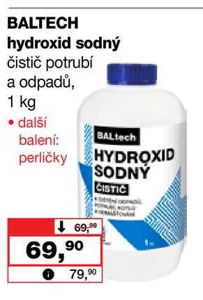 BALTECH hydroxid sodný čistič potrubí a odpadů, 1 kg