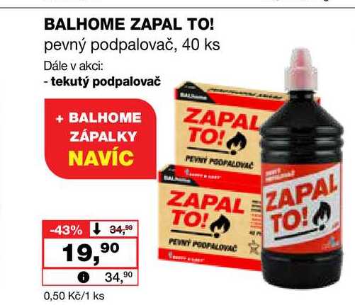 BALHOME ZAPAL TO! pevný podpalovač, 40 ks 