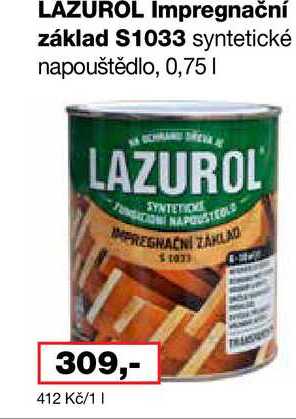LAZUROL Impregnační základ S1033 syntetické napouštědlo, 0,75l