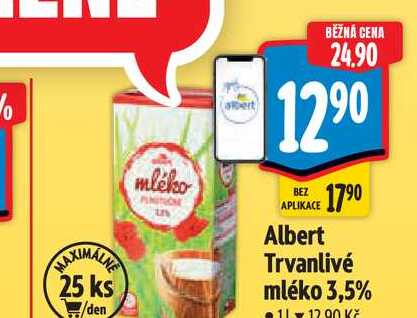Albert Trvanlivé mléko 3,5% 1 l