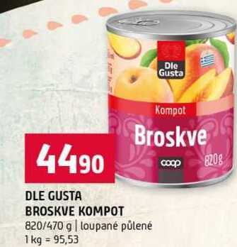 DLE GUSTA BROSKVE KOMPOT 820/470 g loupané půlené