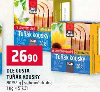 DLE GUSTA TUŇÁK KOUSKY 80/52 g vybrané druhy
