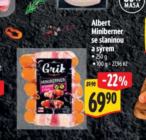 Albert Miniberner se slaninou a sýrem 250 g