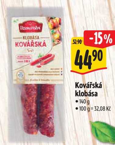 Kovářská klobása, 140 g 