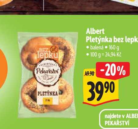   Albert Pletýnka bez lepku - balená 160 g  
