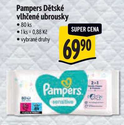 Pampers Dětské vlhčené ubrousky, 80 ks