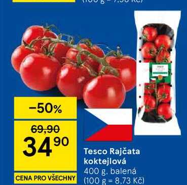 Tesco Rajčata koktejlová, 400 g, balená  