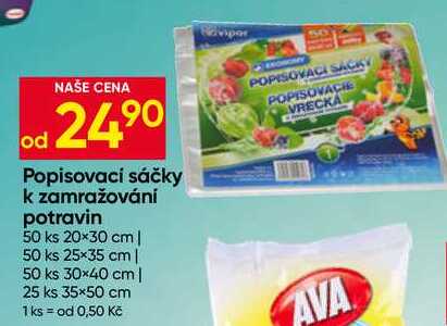 Popisovací sáčky k zamražování potravin 50 ks 20×30 cm