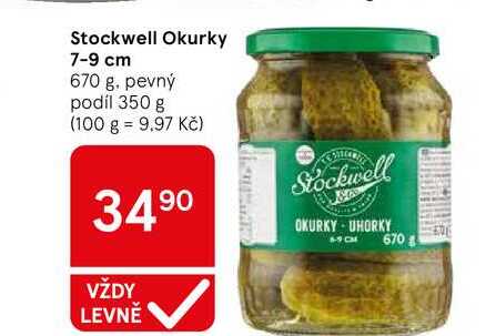 Stockwell Okurky 7-9 cm, 670 g, pevný podíl 350 g